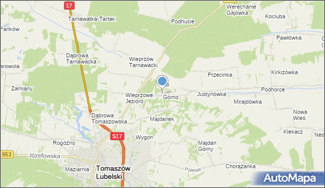 mapa Górno, Górno gmina Tomaszów Lubelski na mapie Targeo